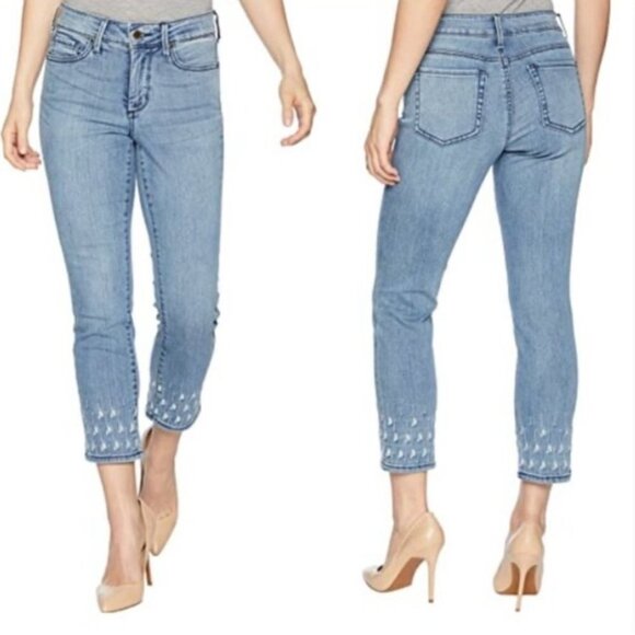 NYDJ Sheri Slim Ankle Palm Dot Embroidery HemJeans - Picture 15 of 15